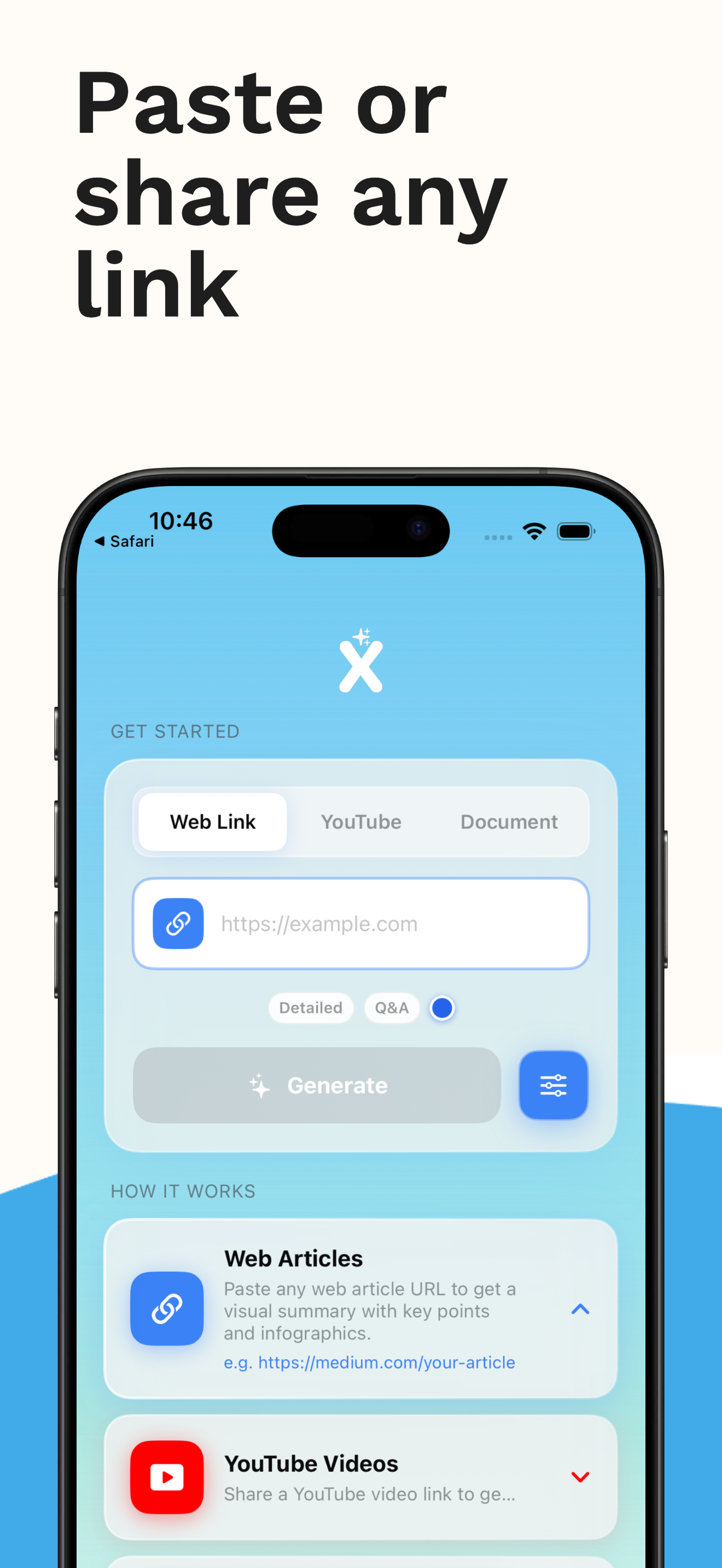 Paste or share any link